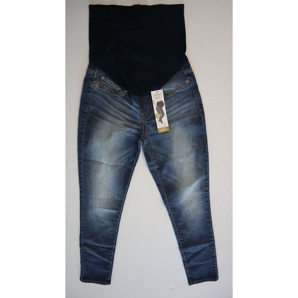 Signature by Levi Strauss Women's Sz S Blue Maternity Ankle Skinny Jeans - Picture 1 of 6